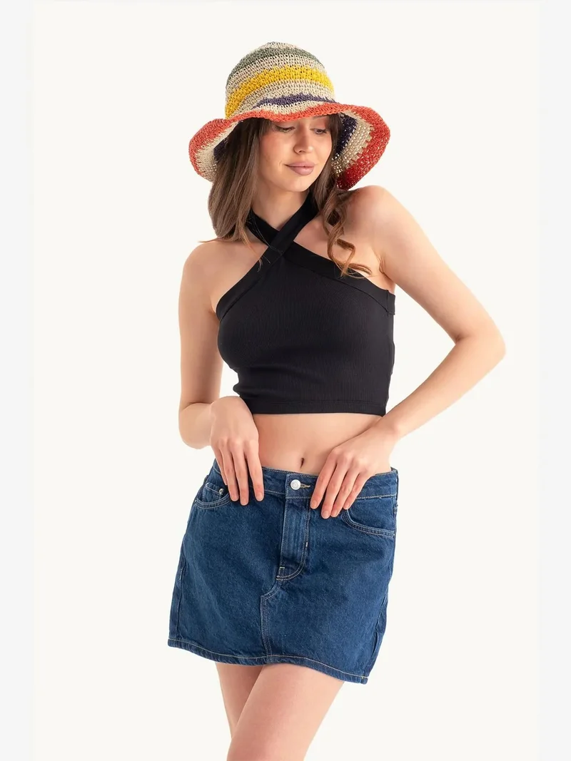 HICCUP Halter Neck Cross Front Crop top