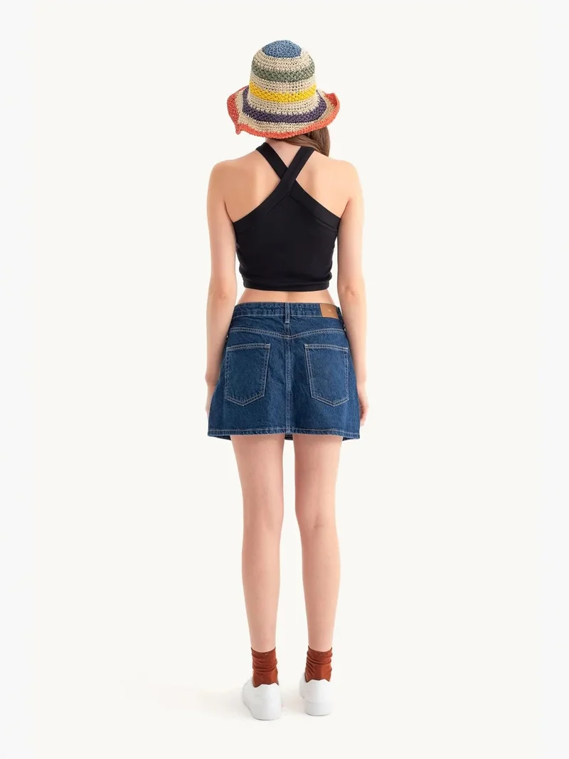 Hiccup Natural Halter Neck Cross Front Crop top for Women | Best Price UAE