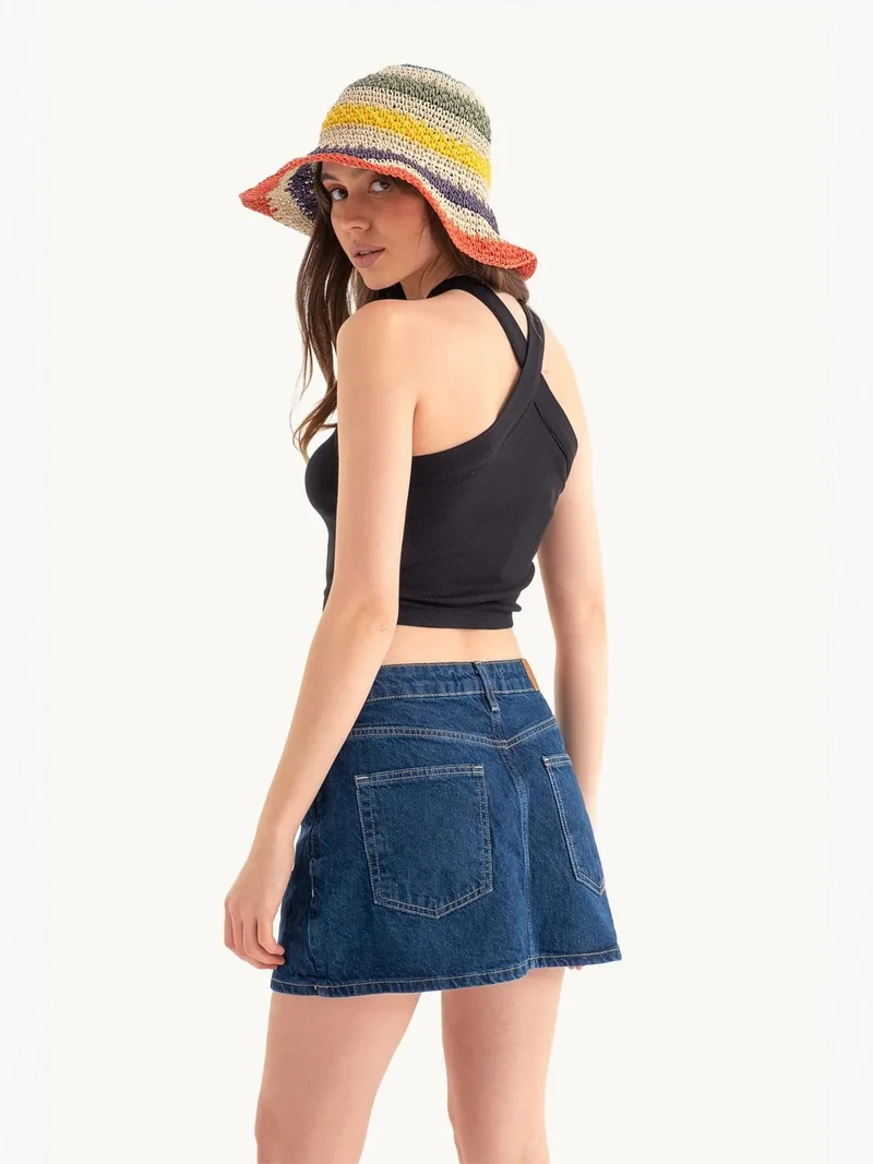 Hiccup Natural Halter Neck Cross Front Crop top for Women | Best Price UAE