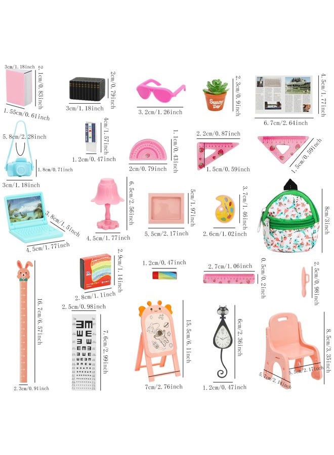SOTOGO 49 Pieces Doll House School Supplies Mini School Accessories Dollhouse Toy Home Miniature Model DIY Doll Accessories - Image 2