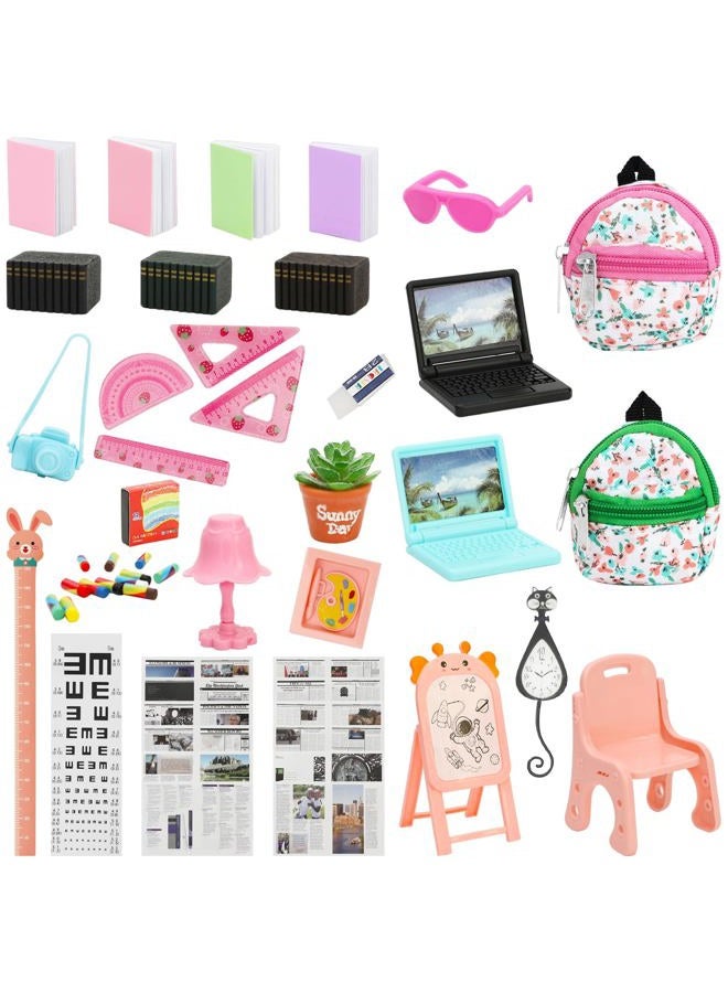 SOTOGO 49 Pieces Doll House School Supplies Mini School Accessories Dollhouse Toy Home Miniature Model DIY Doll Accessories - Image 1