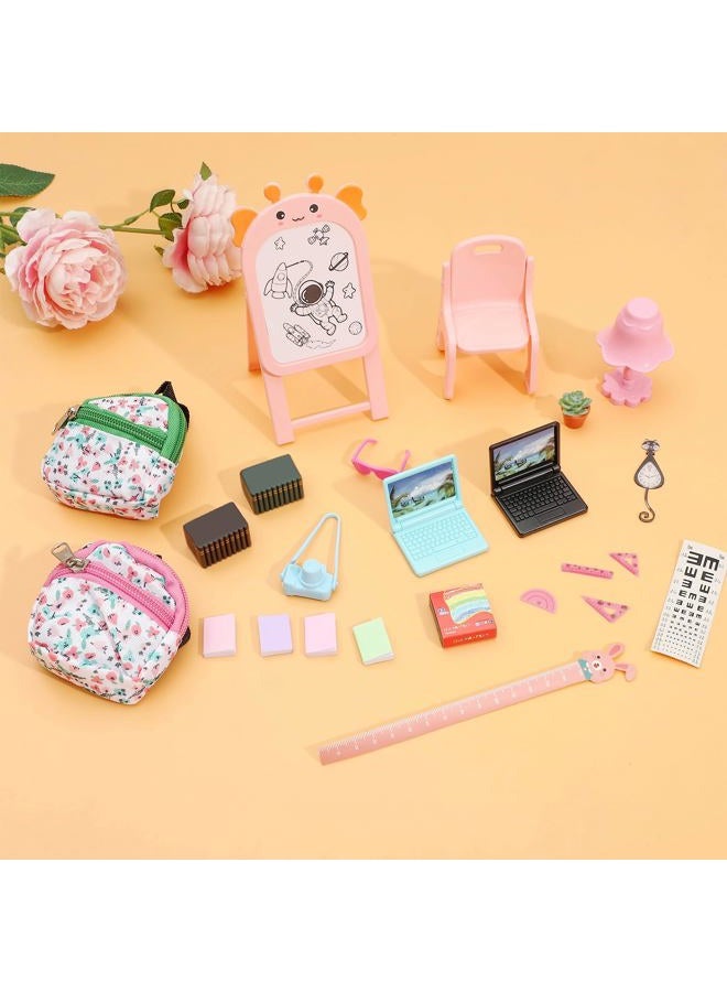 SOTOGO 49 Pieces Doll House School Supplies Mini School Accessories Dollhouse Toy Home Miniature Model DIY Doll Accessories - Image 3