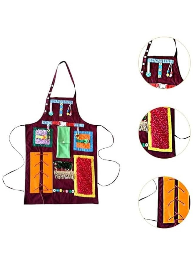 Generic - Sensory Apron Sensory Blanket, Hand Exerciser Convenient,Gift,Fidget Blanket Activity Apron for Memory Loss Patients, red - Image 1