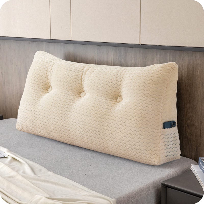 ZOEMO Large Bolster Triangular Headboard Wedge Backrest Positioning Support Bed Rest Reading Pillows Headboard Wedge Pillows for Day Bed with Removable Cover