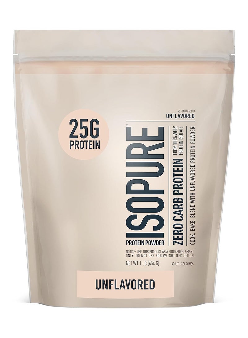 Isopure Isolate Protein Powder, Lactose Free, Gluten Free, With Vitamins 1 LB 16 Servings - Image 1