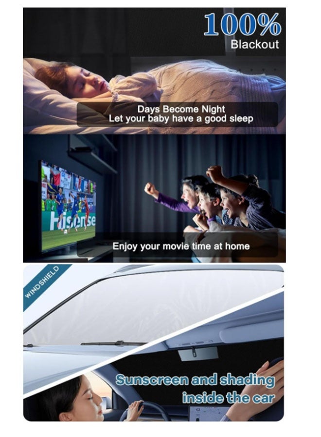 EHOME Portable Blackout Curtains for Bedroom Window,1.45×3m Temporary Blackout Shades Curtains,100% Blackout Window Blinds Curtain for Baby Nursery,Office,Dorm and RV Travel Use-Black - Image 5