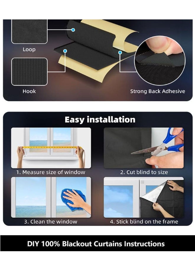 EHOME Portable Blackout Curtains for Bedroom Window,1.45×3m Temporary Blackout Shades Curtains,100% Blackout Window Blinds Curtain for Baby Nursery,Office,Dorm and RV Travel Use-Black - Image 4