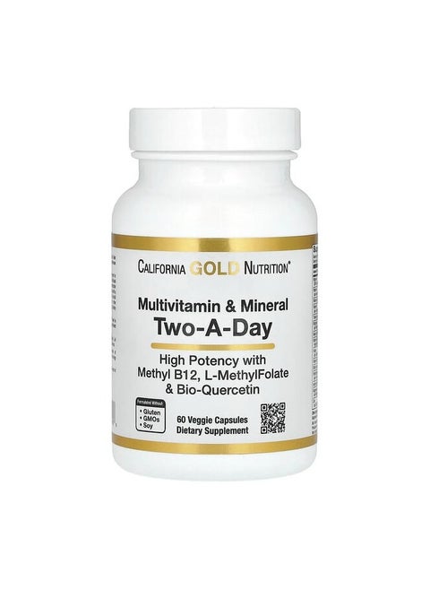 Multivitamin and Mineral with Methyl B12 Vitamin C L-MethylFolate and Bio-Quercetin Two-A-Day 60 Veggie Capsules