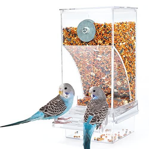Rypet No Mess Automatic Bird Feeder Transparent Food Container Cage Acrylic Parrot Feeder Accessories for Small Birds Parrot Cockatoo Canary - Image 1