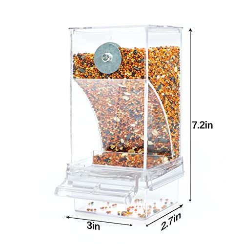 Rypet No Mess Automatic Bird Feeder Transparent Food Container Cage Acrylic Parrot Feeder Accessories for Small Birds Parrot Cockatoo Canary - Image 3