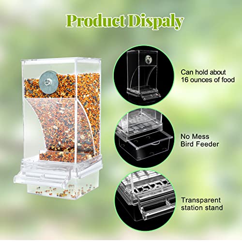 Rypet No Mess Automatic Bird Feeder Transparent Food Container Cage Acrylic Parrot Feeder Accessories for Small Birds Parrot Cockatoo Canary - Image 5