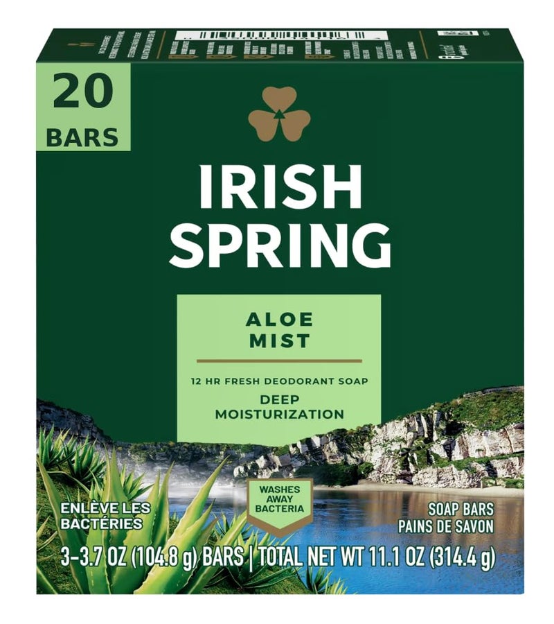 Irish Spring Aloe Bar Soap 3.75 Oz-pack of 20 Bars - Image 1