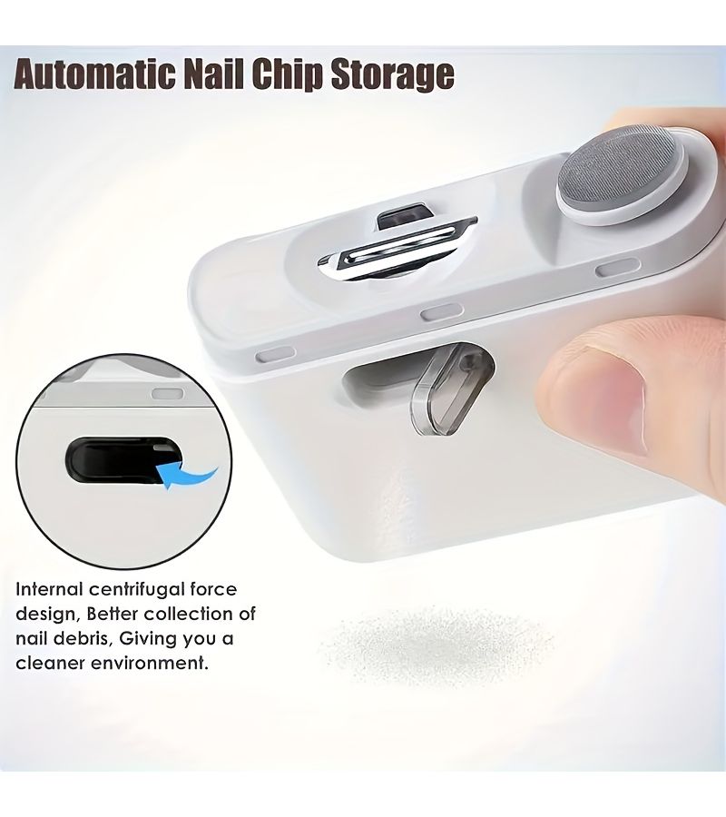 2 في 1 قصافة أظافر كهربائية ذكية قابلة لإعادة الشحن عبر USB علبة واحدة - Image 4