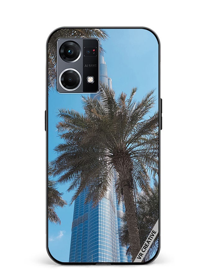 VR CREATIVE غطاء حماية لهاتف أوبو رينو8 4G بتصميم برج خليفة الملكي متعدد الألوان - Image 1