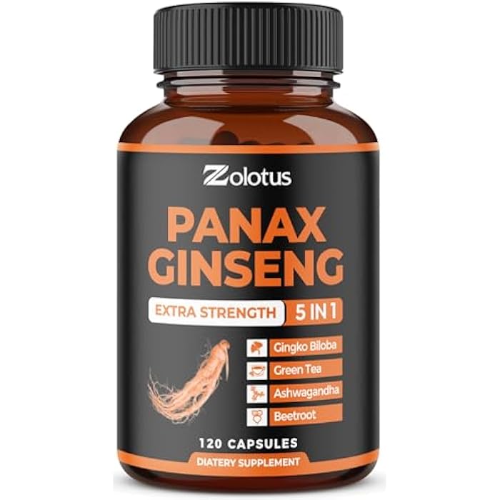 Zolotus Korean Red Panax Ginseng + Ginkgo Biloba, Ashwagandha, Beetroot, Green Tea - 120 Capsules for 2 Month Supply - Image 1