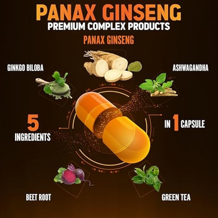 Zolotus Korean Red Panax Ginseng + Ginkgo Biloba, Ashwagandha, Beetroot, Green Tea - 120 Capsules for 2 Month Supply - Image 5