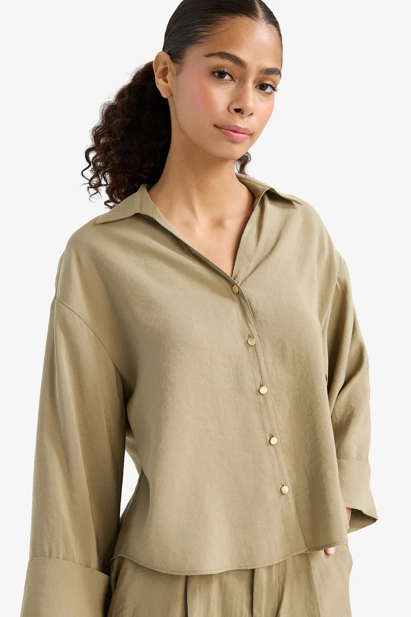 ديفاكتو Loose Fit Shirt Collar Long Sleeve Shirt