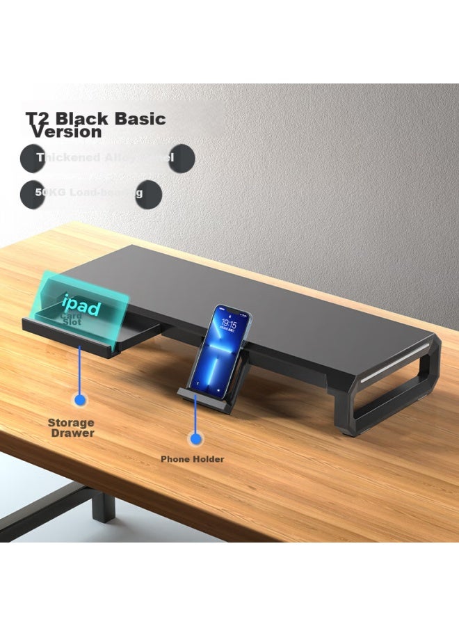 ICE COOREL Kurei Bingzun T2 Monitor Riser Stand, Computer Desk Cooling Stand, Laptop Stand, Multifunctional Storage Rack, Desktop Computer Screen Riser With Drawer Base - Image 2