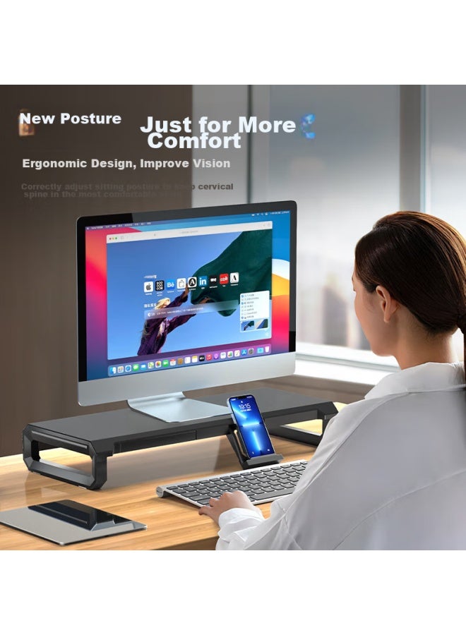 ICE COOREL Kurei Bingzun T2 Monitor Riser Stand, Computer Desk Cooling Stand, Laptop Stand, Multifunctional Storage Rack, Desktop Computer Screen Riser With Drawer Base - Image 4