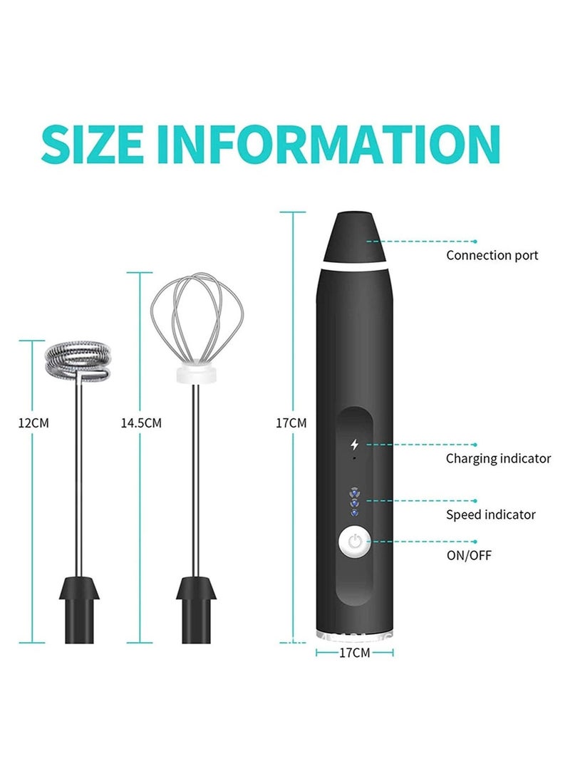 Milk Frother, Coffee Frother, Electric Whisk for Baking, Handheld Milk Frothers USB Rechargeable, Small Household Egg Beater 3 Gear Adjustable Milk Bubbler - Image 4