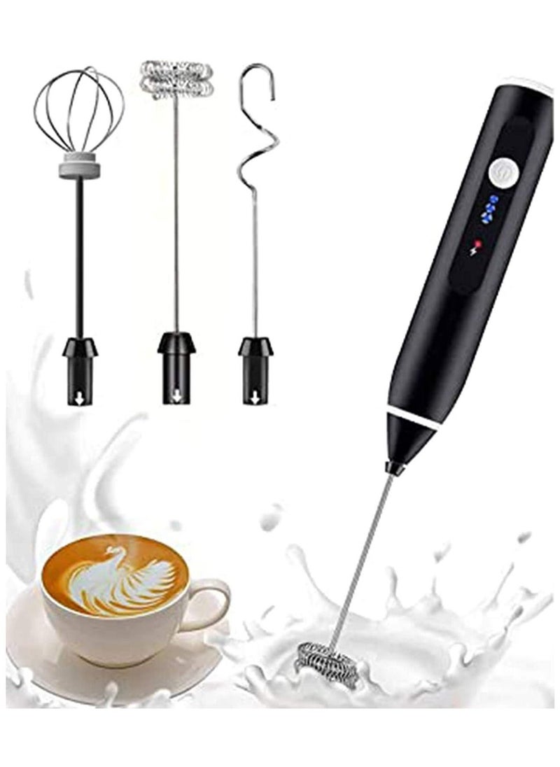 Milk Frother, Coffee Frother, Electric Whisk for Baking, Handheld Milk Frothers USB Rechargeable, Small Household Egg Beater 3 Gear Adjustable Milk Bubbler - Image 1