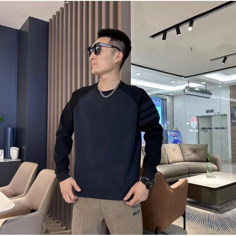 American Style Retro Raglan Sleeve Color Matching Long-Sleeved T-Shirt Men'S Trendy Brand Ins Loose All-Match Sports Round Neck Casual Base Shirt - Image 3