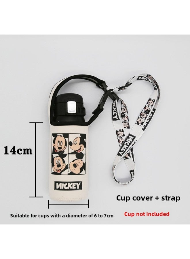 Universal Crossbody Strap Glass Cup Water Bottle Protective Sleeve Insulated Cover Anti-scalding Anti-fall Heat Insulation Bag-Color:Small Mickey White ]-Capacity:501-600ml - Image 1
