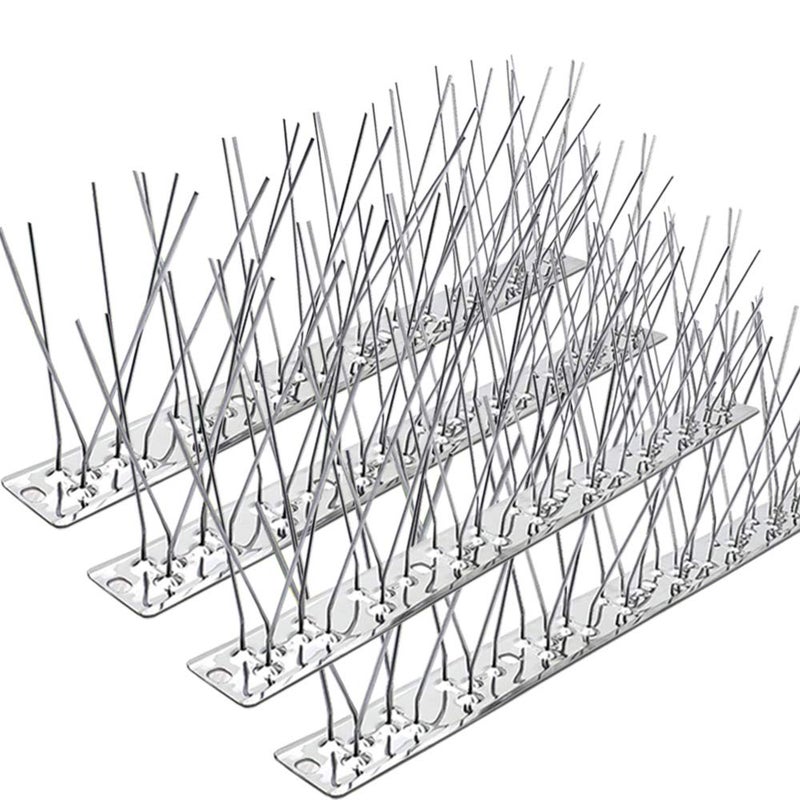 PANGCH Bird Spikes,Stainless Steel Bird Spikes Metal Bird Spikes Fence Spikes Easy to Install - 5 Strips 4.1 Feet Coverage - Image 1