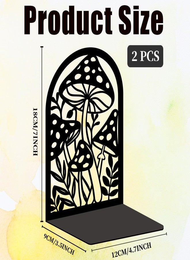 BEUNITONE Mushroom Book Ends Design, Metal Bookends for Decorative Books, Heavy Duty Bookends for Shelves, 3.5"x4.7"x7.1" Book Stopper for Home Office School Bookshelf Decor - Image 2