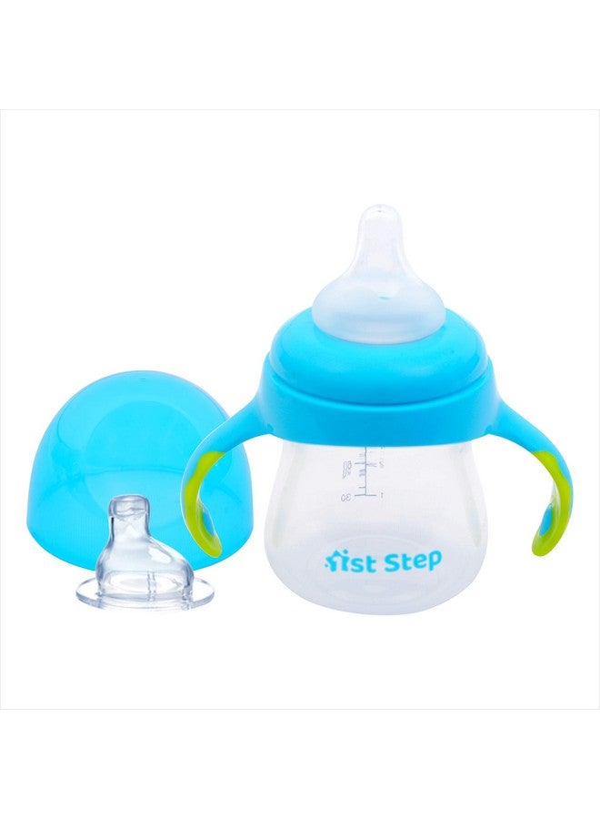 1st Step 2 In 1 Bpa Free Polypropylene Feeding Bottle Cum Soft Spout Sipper With Twin Handle (Blue) - Image 1