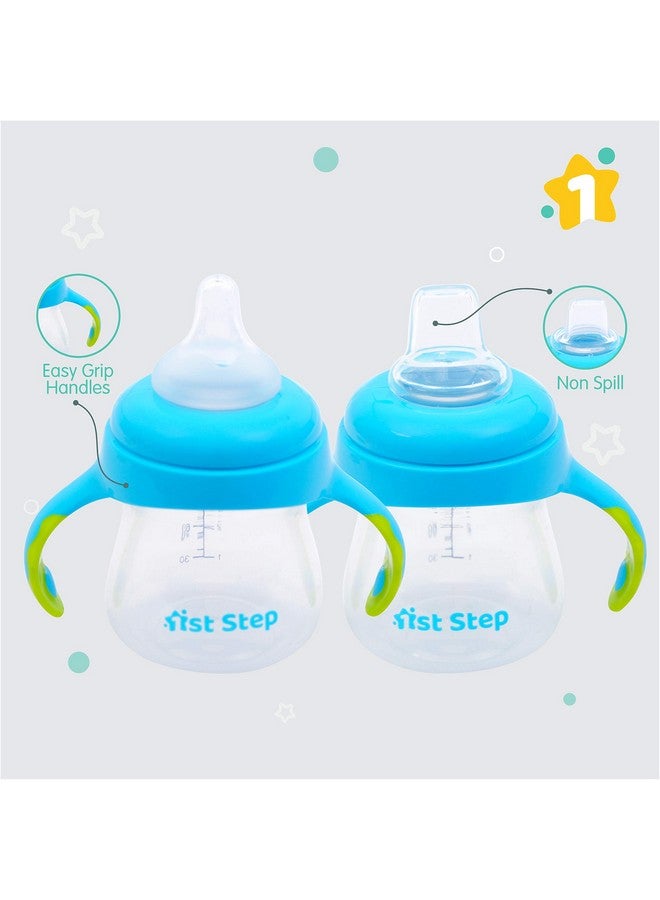 1st Step 2 In 1 Bpa Free Polypropylene Feeding Bottle Cum Soft Spout Sipper With Twin Handle (Blue) - Image 5