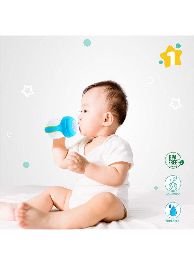 1st Step 2 In 1 Bpa Free Polypropylene Feeding Bottle Cum Soft Spout Sipper With Twin Handle (Blue) - Image 3