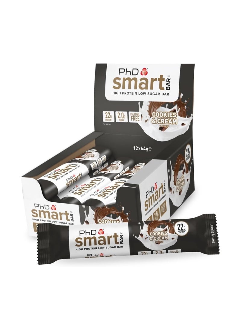 PhD - PHD Smart Bar  - High Protein Low Suger Bar 20 G Protein 2.2G Suger  Plam Oil Free, Cookies & Cream Flavour - Image 1