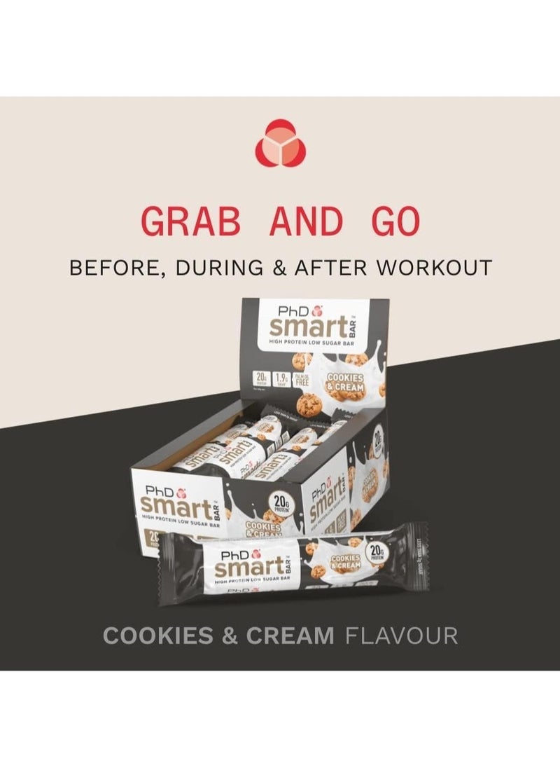 PhD - PHD Smart Bar  - High Protein Low Suger Bar 20 G Protein 2.2G Suger  Plam Oil Free, Cookies & Cream Flavour - Image 1