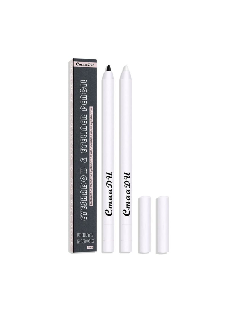 CmaaDu 2Pcs Classic Black White Eyeliner Pencil Gel Glides On Quick Drying Smooth Waterproof Long Lasting Silkworm Eye Liner Cream Brighten - Image 4