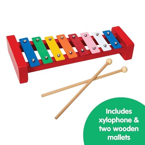 Schylling Wooden Xylophone - Colorful Kids Instrument - Includes Wooden Mallets and Embossed Metal Keys - Ages 3 and Up - Image 3