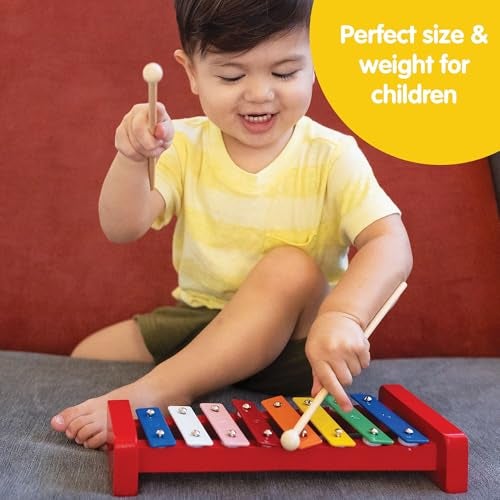 Schylling Wooden Xylophone - Colorful Kids Instrument - Includes Wooden Mallets and Embossed Metal Keys - Ages 3 and Up - Image 4
