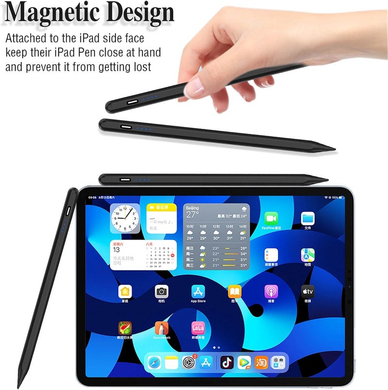 Luntak Active Stylus Pens for Touch Screens Rechargeable Tablet Pen POM Tip Magnetic iPad Pencil Universal Stylus Pen for iPad/Pro/Air/Mini/iPhone/Samsung/iOS/Android and Other Smartphone Device-Black - Image 5