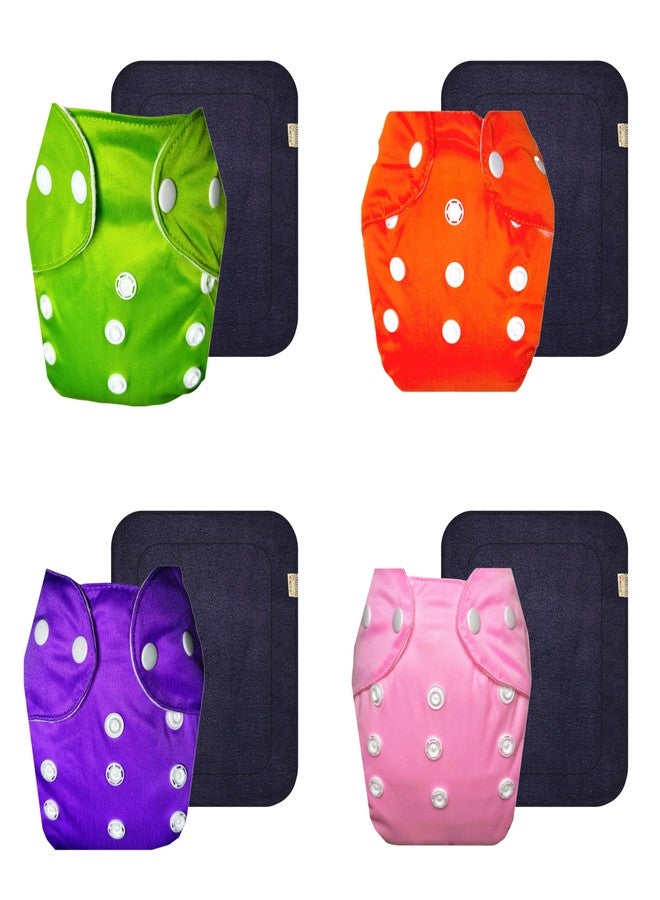 Dumbledo Lite Cloth Diaper with Gray Insert (Pack of 4) | Snug Fit | 6-Layer Absorbent Pad | Adjustable Snaps | Trusted by Moms | 3 Months - 2 Years | Unisex Baby - Image 1