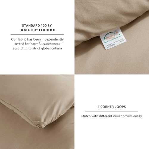 CozyLux Full Size Comforter Set Taupe, 3 Pieces Solid Breathable Quilted Bedding Sets, Luxury Lightweight Soft Bed Set with Down Alternative Comforter and 2 Pillowcases for All Seasons - Image 4