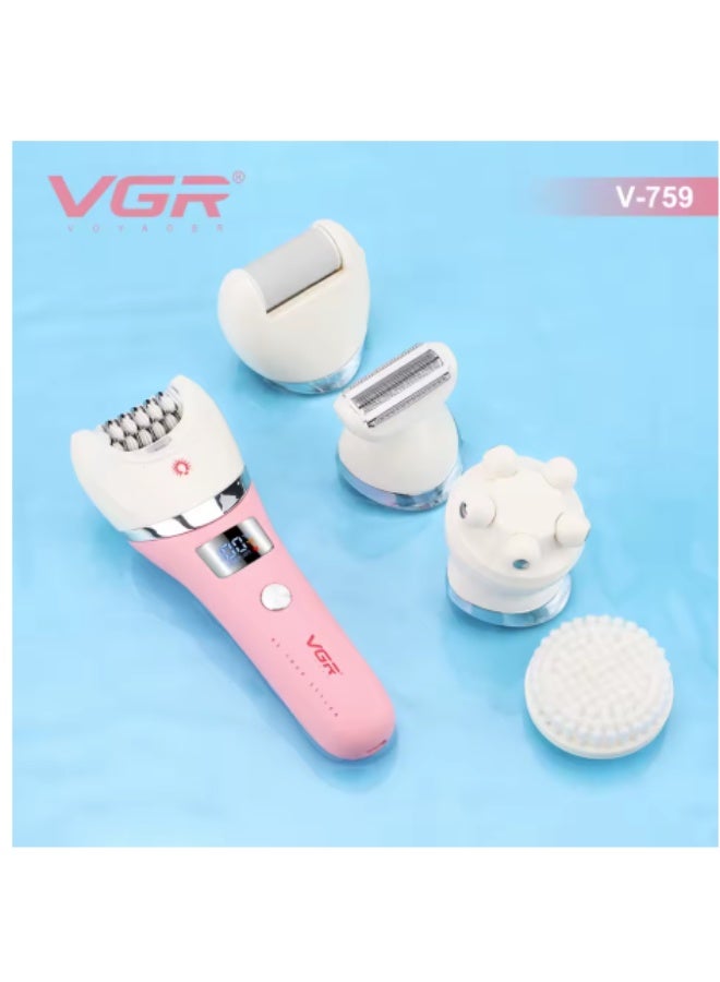 VGR V-759 VGR Hair Removal Electric Hair Clipper 5 in 1 Waterproof for Women Green - Image 2