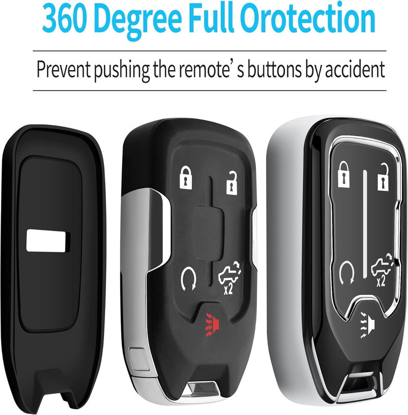 Tukellen Soft TPU Key Fob Cover for Chevy - Full Protection Case for 2017-2021 Silverado, Suburban, Tahoe, GMC Acadia, Sierra, Terrain, Yukon (Silver, 5 Button) - Image 4