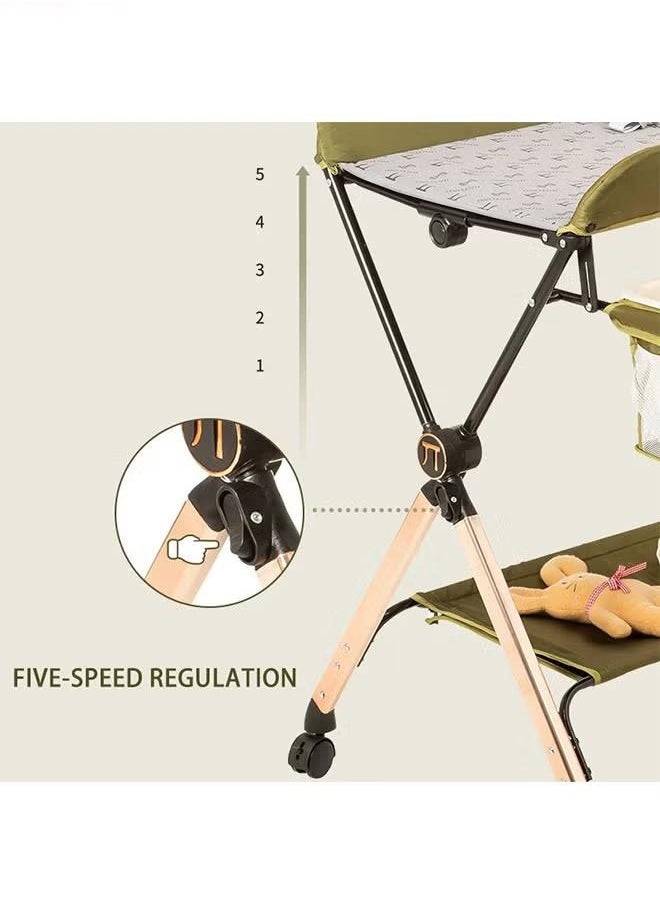 XiuWoo Baby Changing Table, Folding Diaper Station Portable Nursery Organizer with Safety Belt and Large Storage Racks for Newborn Baby and Infant,Pink  - Image 5