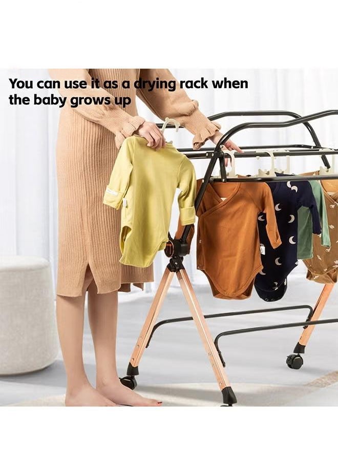 XiuWoo Baby Changing Table, Folding Diaper Station Portable Nursery Organizer with Safety Belt and Large Storage Racks for Newborn Baby and Infant,Pink  - Image 3