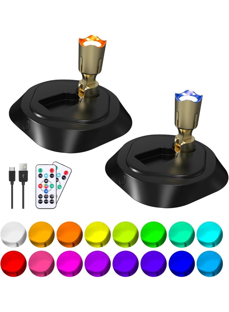 BIGTHREE LED Wireless Spotlights, RGBW RGBW Rechargeable, Magnetic Dimmable Spotlight with Remote, Timer Function for Artwork, Plants, Wall Decor & Indoor Accent Lighting, 2 Pack - Image 1