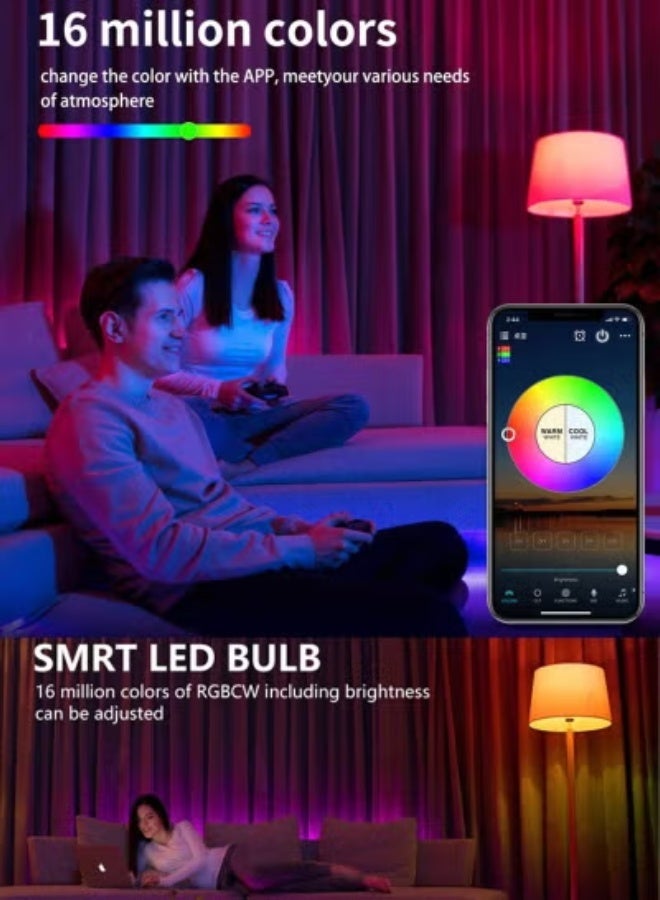 ACCEPT Pack of 2: 10W Smart Wi-Fi Bluetooth LED Bulb, E27 Dimmable RGB 16 Million Colors, Compatible with Alexa & Google Assistant, Remote App Control, Energy Saving (2-Pieces Set) - Image 5