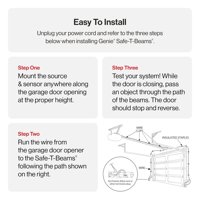Genie Genie (Authentic) GSTB-R (STB-BL) Safe-T-Beam Replacement Kit, Safety Beams, Includes Sender & Receiver(GSTB-R), One Size, Black  - Image 4