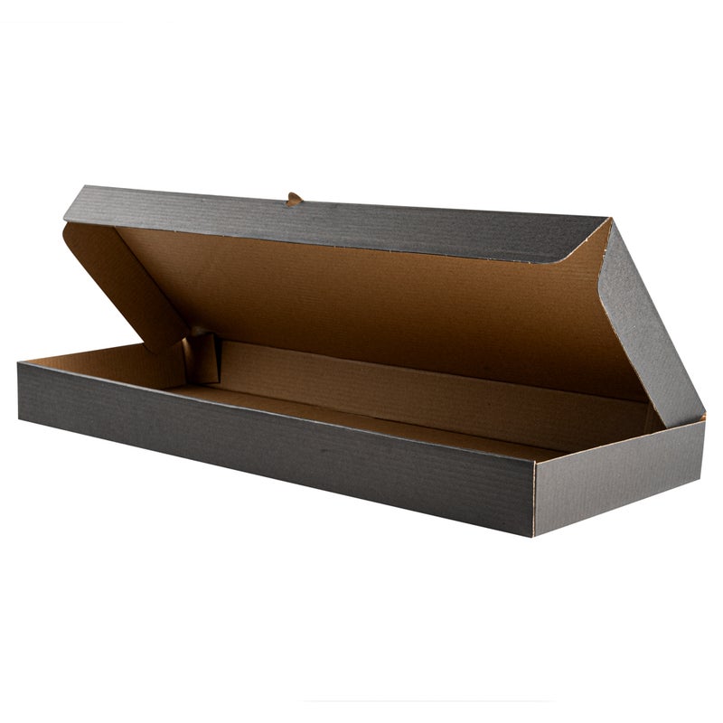 Restaurantware Restaurantware-Eco Pie 24 x 12 x 2 Inch Flatbread Takeaway Boxes, 50 Sturdy Corrugated Pizza Boxes - E-Flute Design, Tab-lock System, Black and Kraft Paper Pizza Boxes, Disposable, For Flatbreads - Image 1