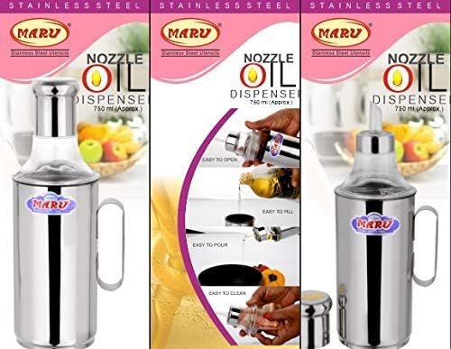 MARU 750ml Stainless Steel Oil Dispenser For Kitchen, Durable Oil Container With Handle, Leak-Proof Oil Can, Ideal cooking oil Bottle for daily use - Image 2