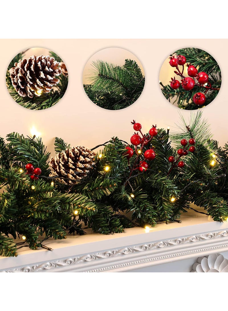 AUTOYSUR زينة عيد الميلاد، إكليل عيد الميلاد الاصطناعي، إكليل عيد الميلاد المصنوع من الصنوبر بطول 9 أقدام ومزخرف بزخارف مختلطة، شجرة التنوب لتزيين الباب - Image 2